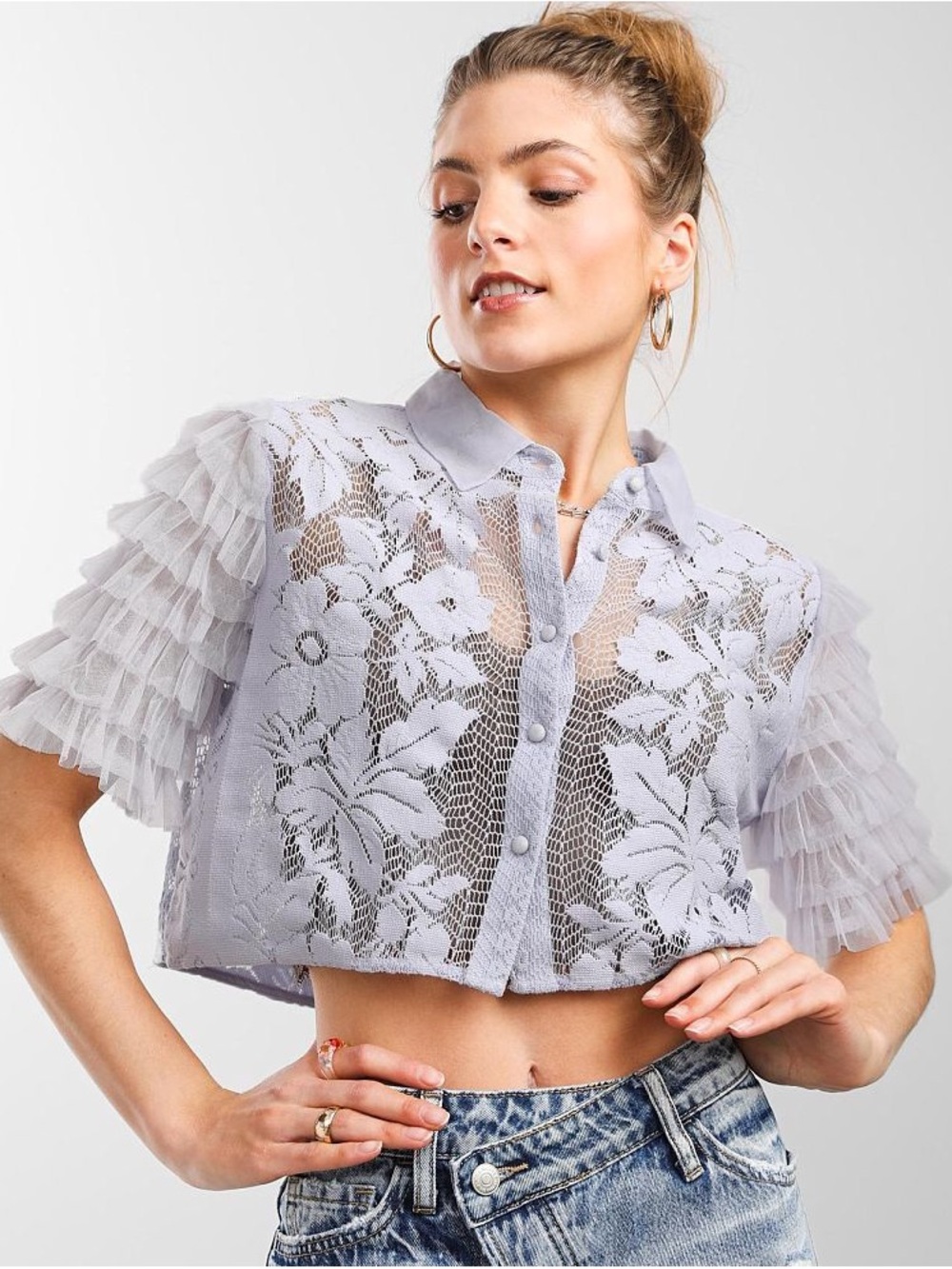 Free People “Madonna” Crop Top Lavender